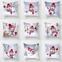 digital printing polyester christmas decorative throw pillows case cartoon snowman santa claus cushion cover car home decor