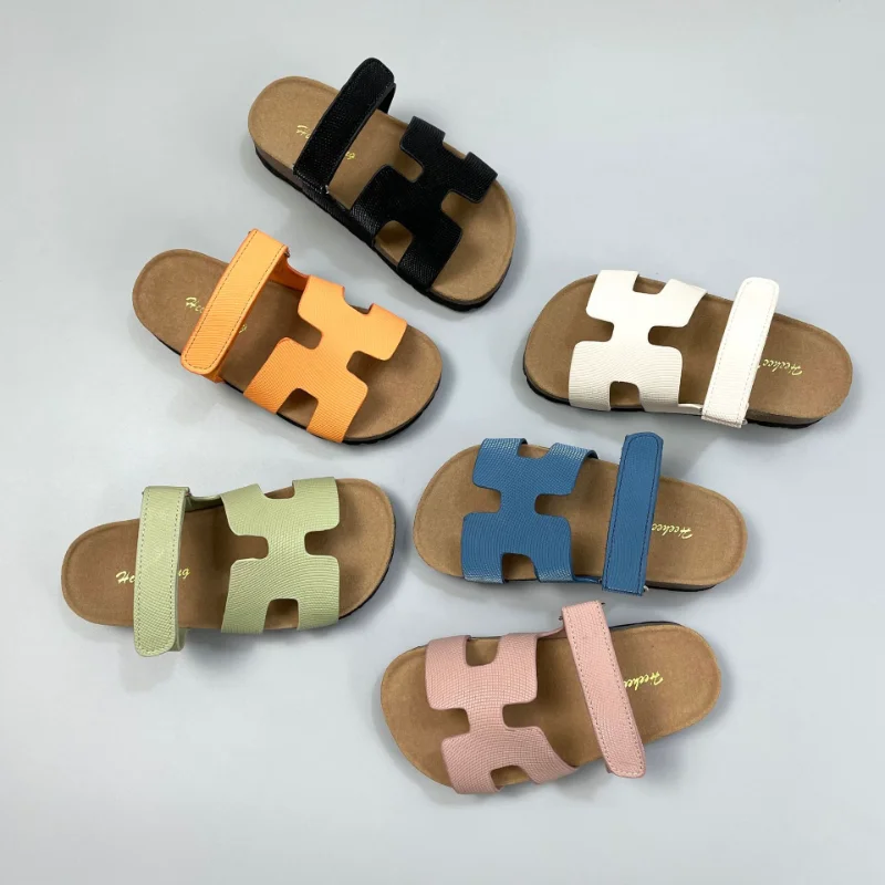 

TaoziBaby Girls Outside Wear Sandals Summer New Children's Non-slip Soft Bottom Cork Slippers Beach Shoes