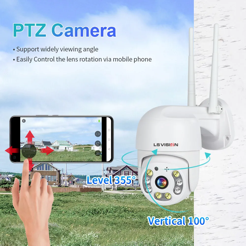 IP-камера LS VISION 1080P уличная Беспроводная с 4-кратным цифровым зумом и поддержкой Wi-Fi