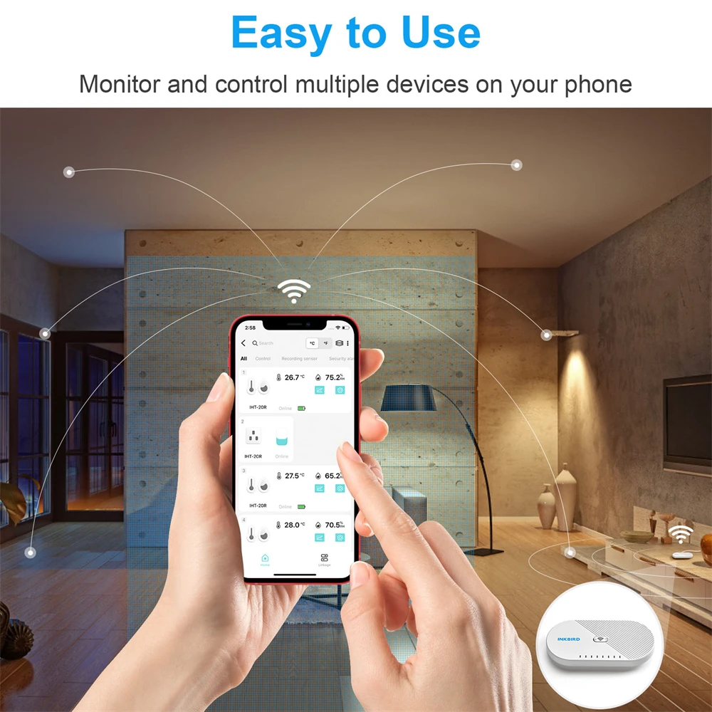 Шлюз INKBIRD Φ Wi-Fi работает с устройствами Inkbird (IBS-M1 &amp Mini Plus IBS-TH1 IBS-P01B ITH-20R-O) max 4 equipment -