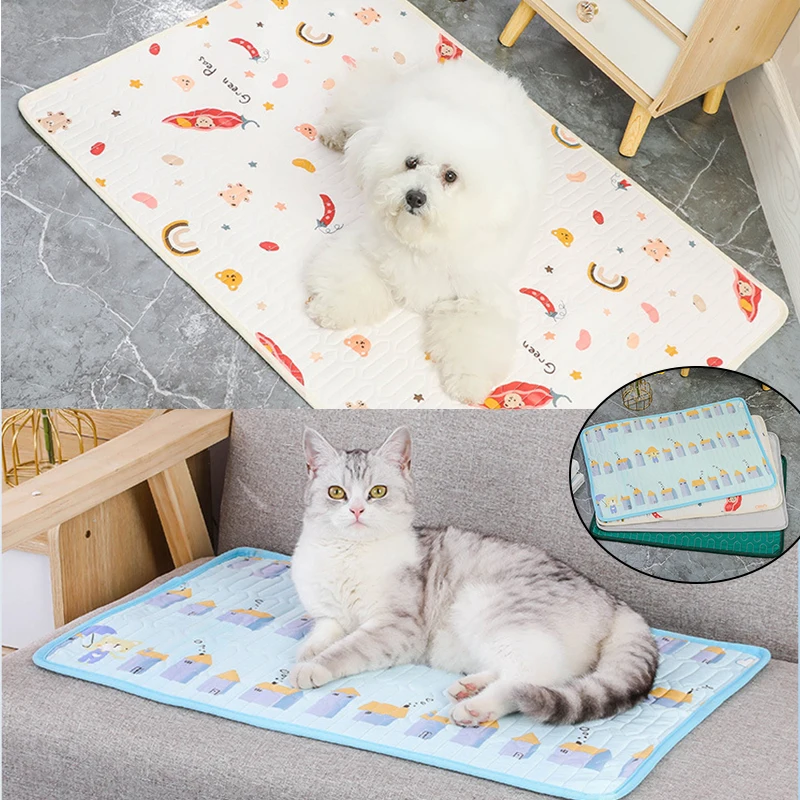 

Dog Mat Summer Cooling Pad Mat For Dogs Cat Cold Silk Mat for Pet Dog Bed Summer Washable For Small Medium Large Dogs Cat