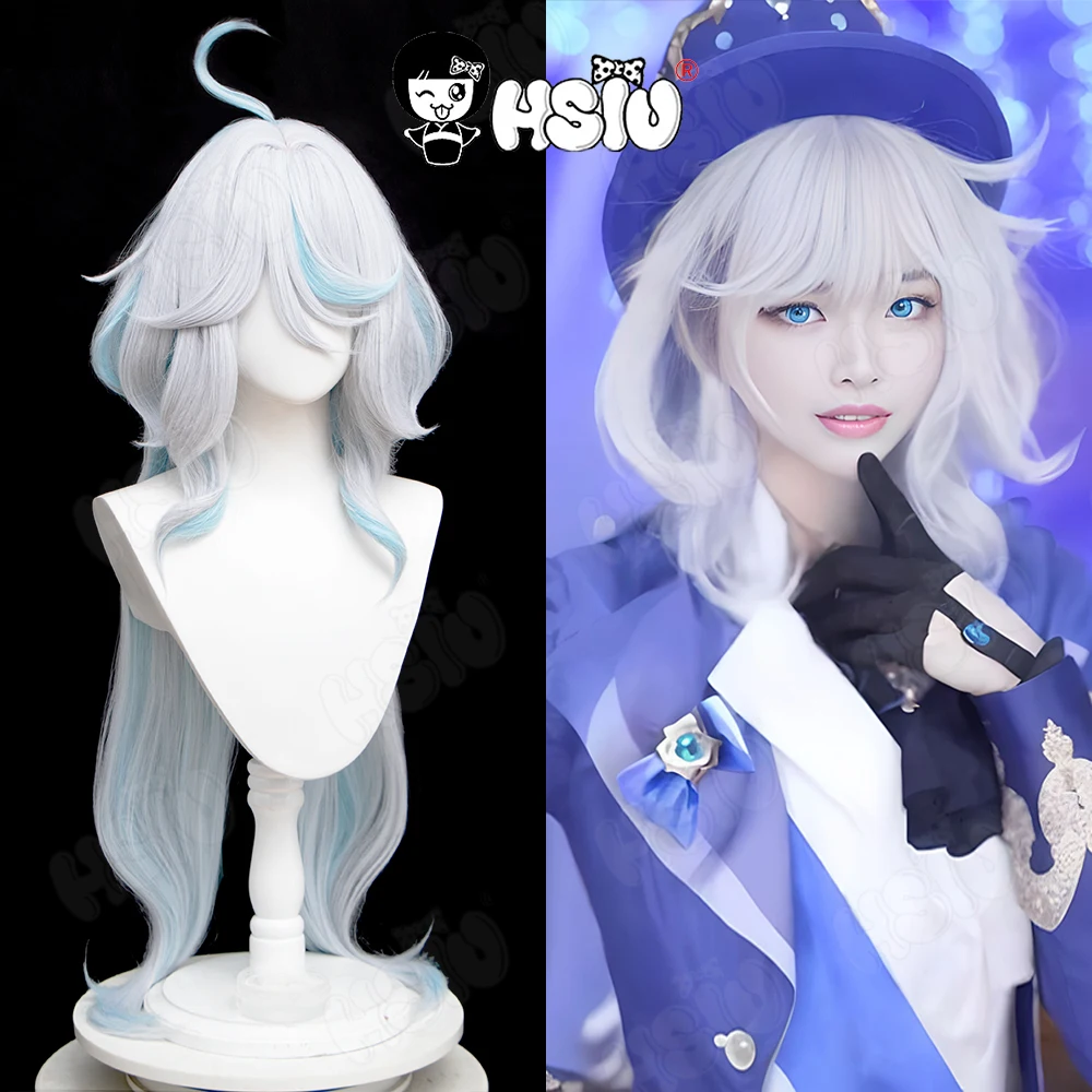 

Furina Cosplay Wig Game Genshin Impact Cosplay Wig HSIU 100CM Silver-white mixed light blue long hair Synthetic Wig+ Wig Cap