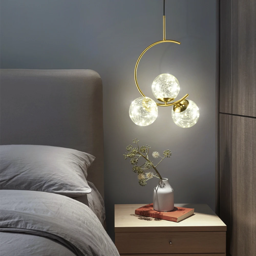 Modern LED Pendant Lights Semicircle Gypsophila Living room Bedroom Bedside Lamp Decorative Led Lights Suspension Lighting