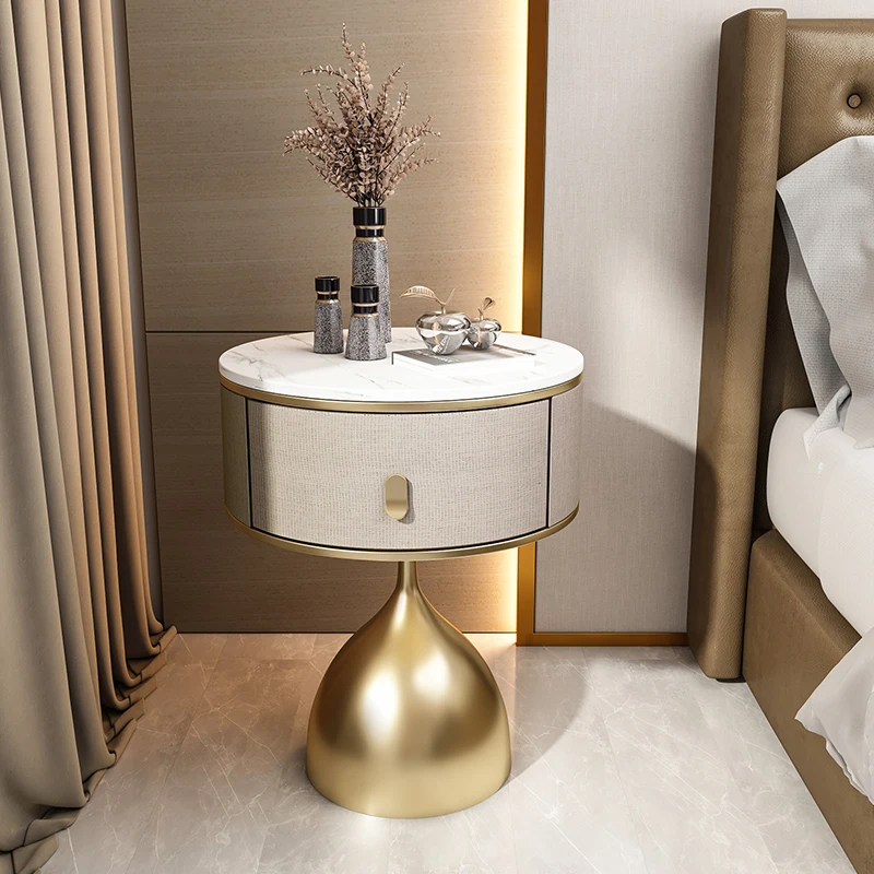 

zqNordic Light Luxury Solid Wood Bedside Cabinet Modern Minimalist Italian Bedroom round Bedside Cabinet Small Cabinet
