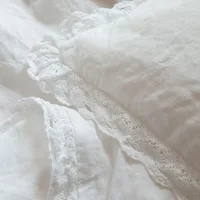 2pcs Pure Linen Romantic French Lace 48x74cm Pillowcase Natural Flax Soft Pillow Cover Bed Pillowcase for The Head