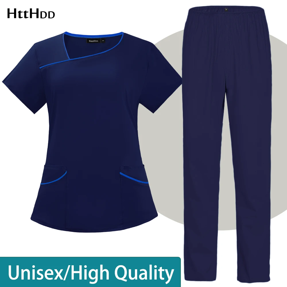

Wholesale Short Sleeve Suit Nurse Uniform Pet Grooming Dentistry Cleaning Doctor Work Scrubs Surgical Gown Solid Color Unisex