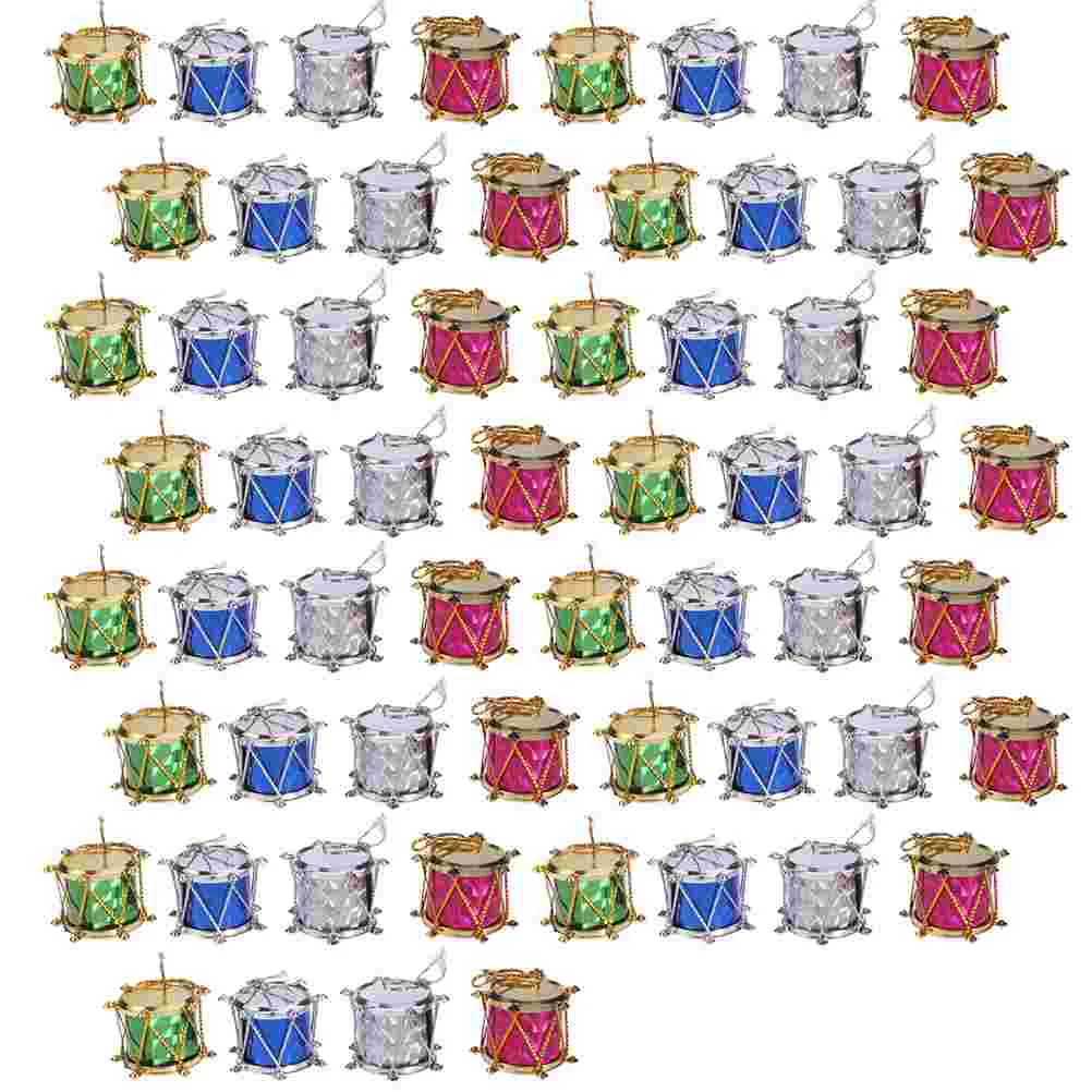 

60 Pcs Christmas Snare Drum Pendant Blush Decor Hanging Ornament Xmas Drums Supply Plastic Decorative