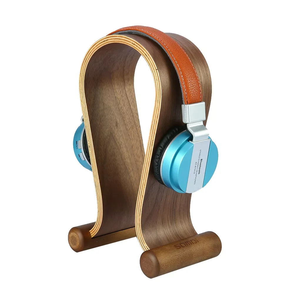 

SAMDI Wooden Walnut Wood Headphone Gaming Headset Display Stand Holder Hanger for headset headphone earphone tablets tablet