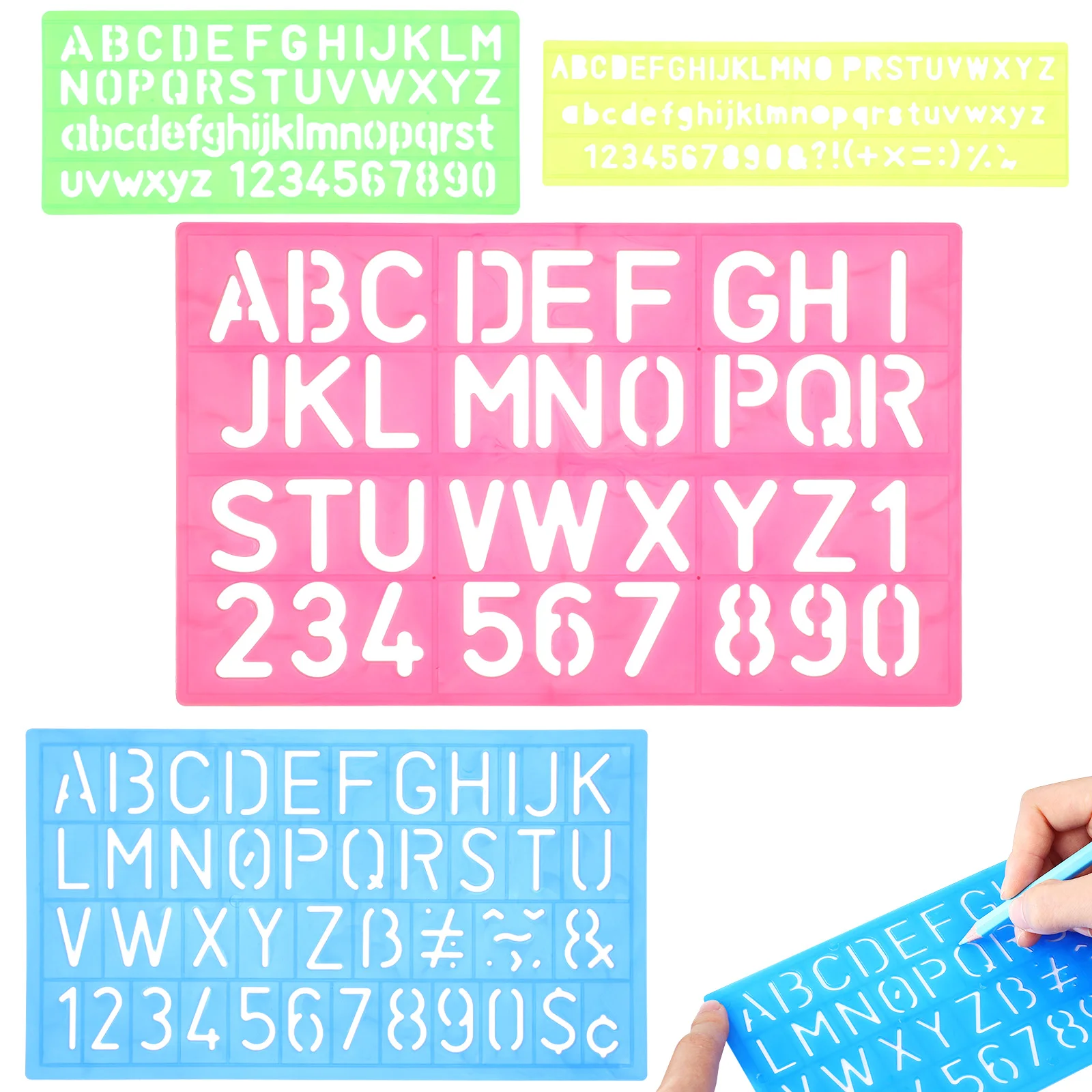 

4pcs Alphabet Number Stencil Set DIY Craft Layering Stencils Painting Scrapbooking Stamping Embossing Album Paper Card Template