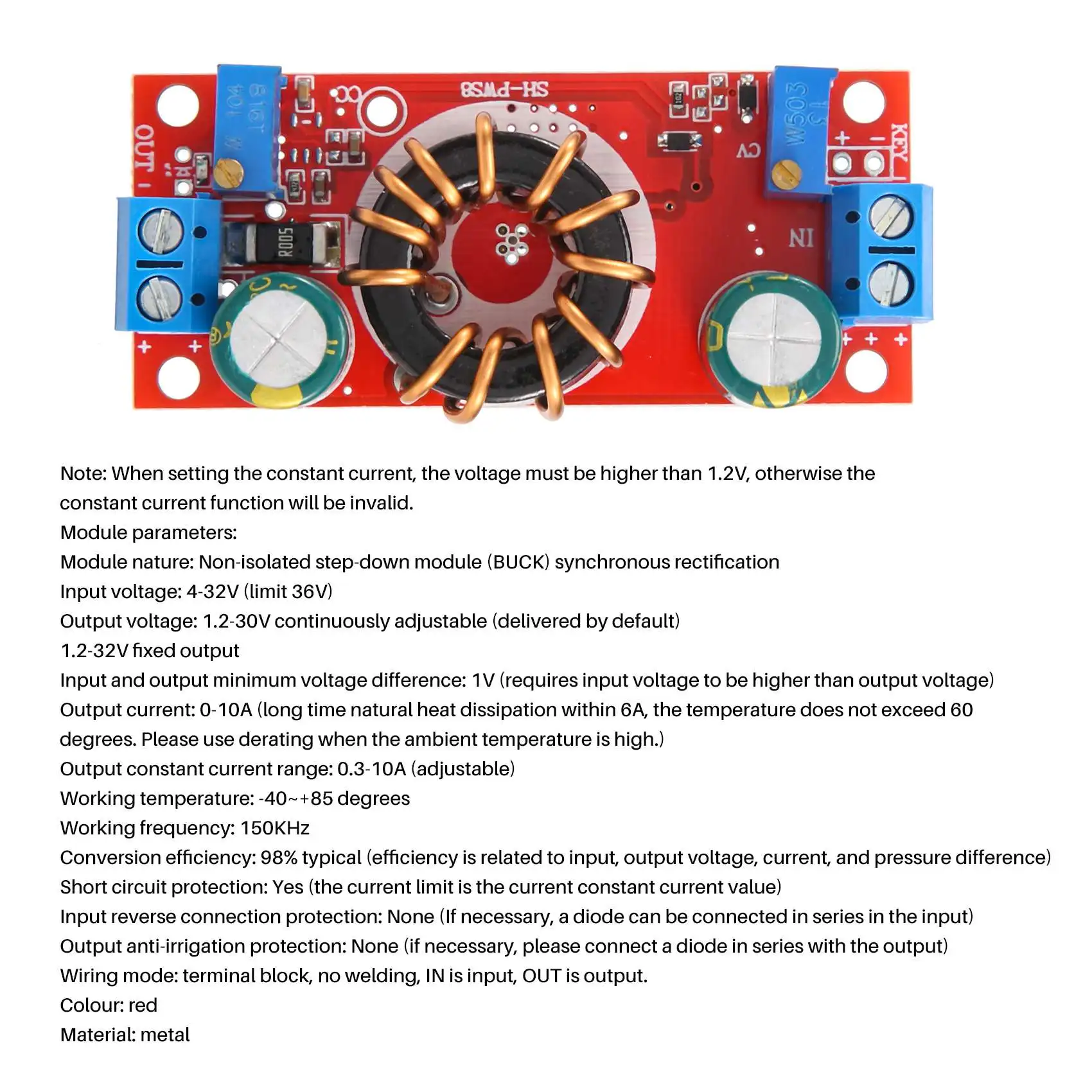 DC-DC понижающий преобразователь модуль питания CC CV от 4-32 В до 1 2-32 10 А