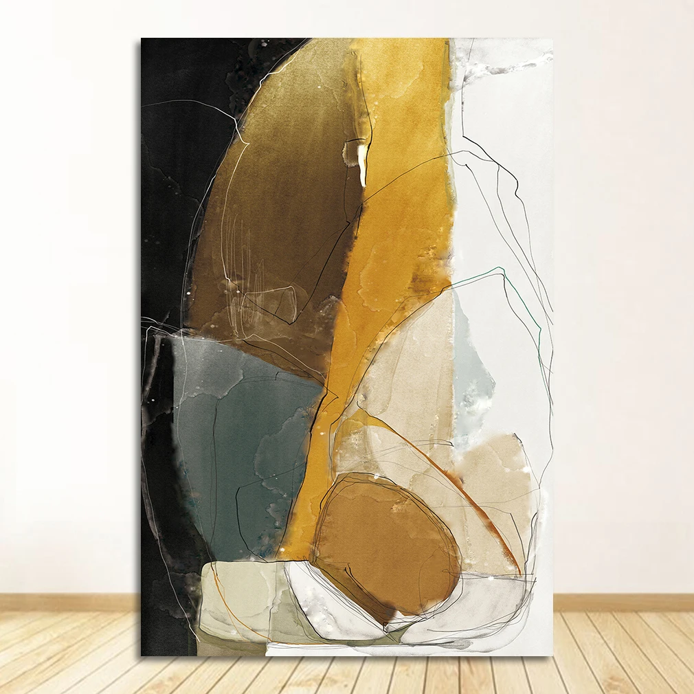 

Настенная картина DHRM Абстрактные линии золотая фольга