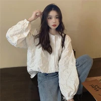2022 spring new white shirt blouse light luxury comfortable lace sexy fashion puff sleeve shirt fashion clothes boutiqueclothing