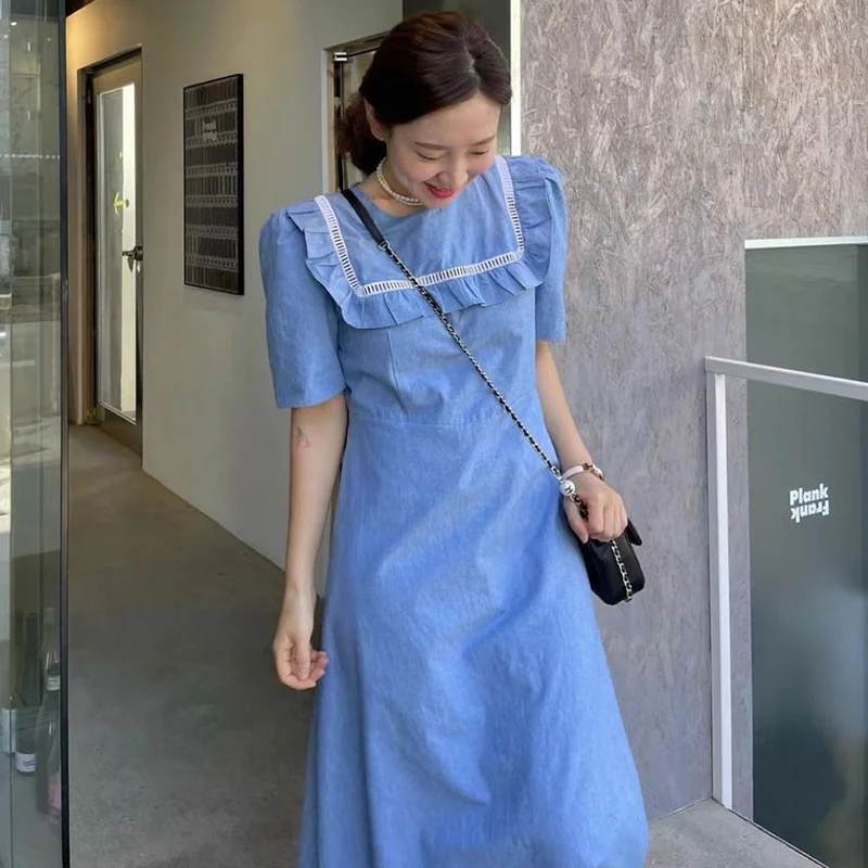 

Новинка 2022, весеннее женское платье Nomikuma, платья с квадратным вырезом и рукавами-фонариками, корейские Бархатные женские платья с высокой т...