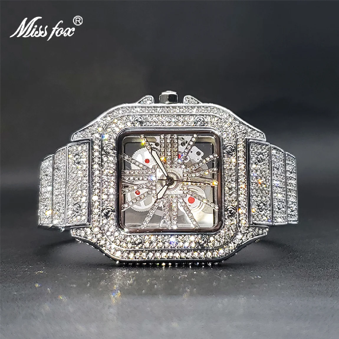 

Luxury Men's Watch Special Trendy Iced Cuban Zircon Hip Hop Watches For Man Hollow Out Dial Quartz Wristwatches Dropshipping New