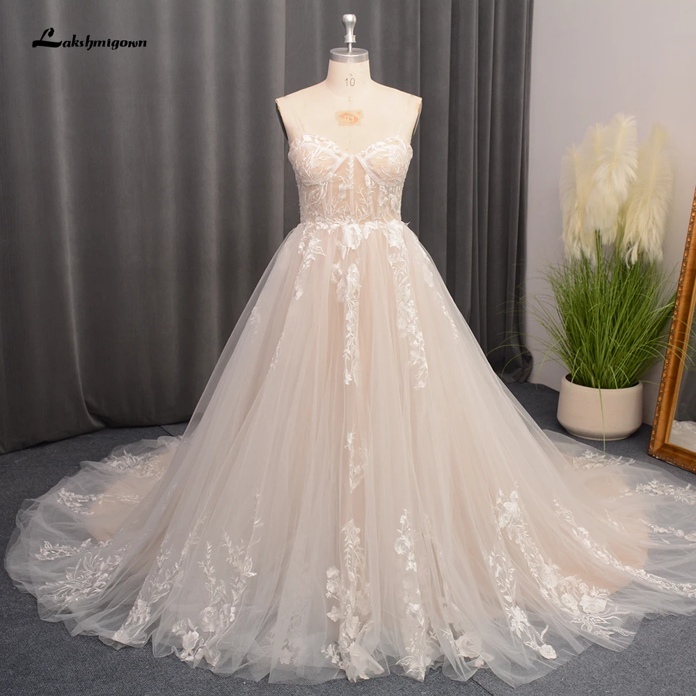 

Роскошное свадебное платье цвета шампанского, M769, кружевные свадебные платья с аппликацией, 2023, Vestido lonboda, Новое поступление, Robe de mariee