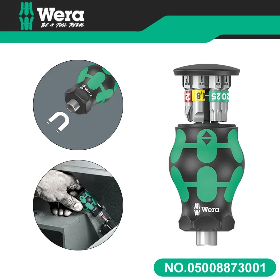 WERA 05008873001 Набор отверток с мини-трещоткой и короткой ручкой 6 шт. Kraftform Kompakt Stubby
