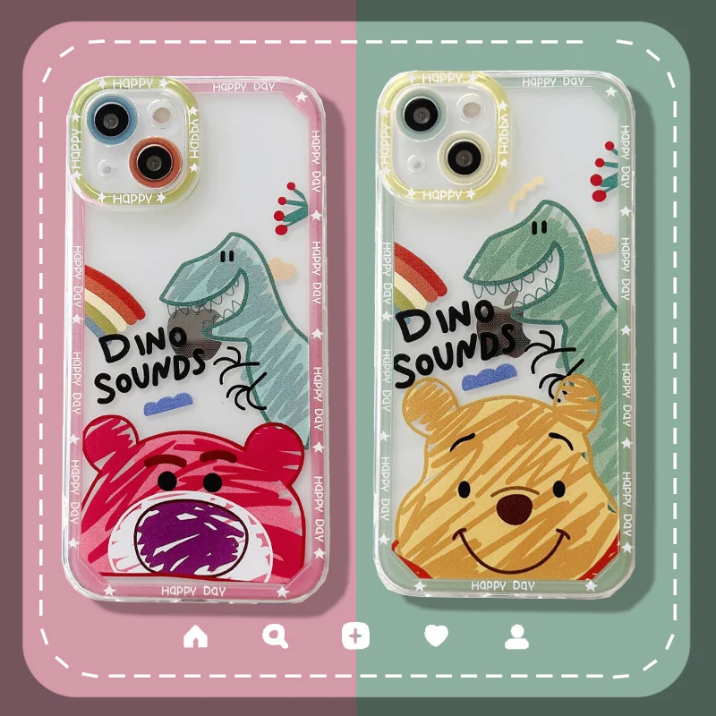 

Disney Winnie The Pooh Strawberry Bear Cartoon Phone Case for iPhone 11 12 13 mini pro XS MAX 8 7 Plus X XR Cover