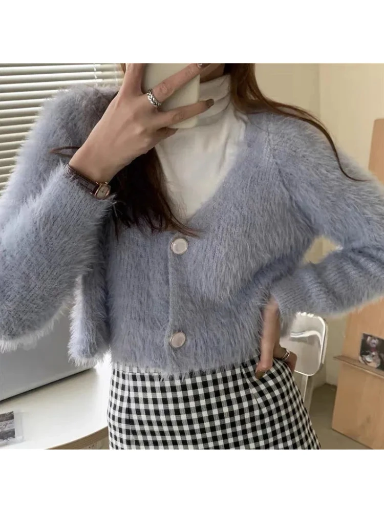 Вязаный свитер кардиган пальто женский осенне-зимний Повседневный свободный топ