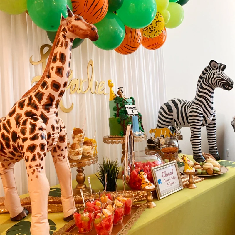 

Large Simulation Giraffe Zebra Animals Foil Balloon Safari Jungle Birthday Party Decoration Elephant Tiger Inflatable Ballon Toy