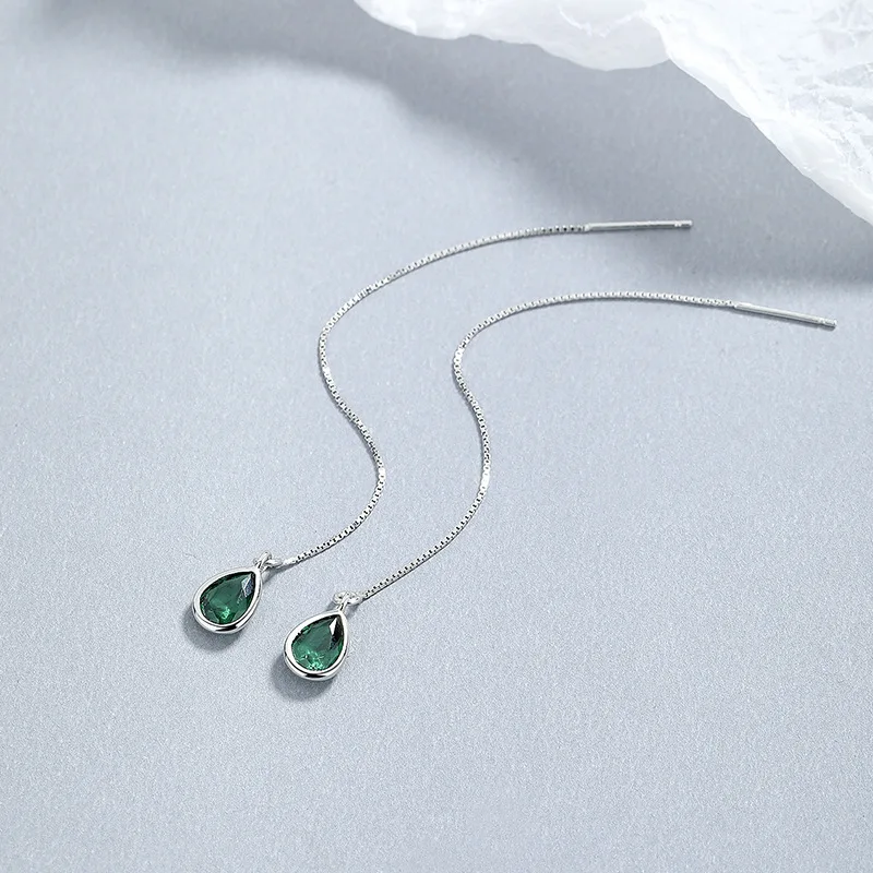 Женские серьги-подвески из серебра 925 пробы с цирконом