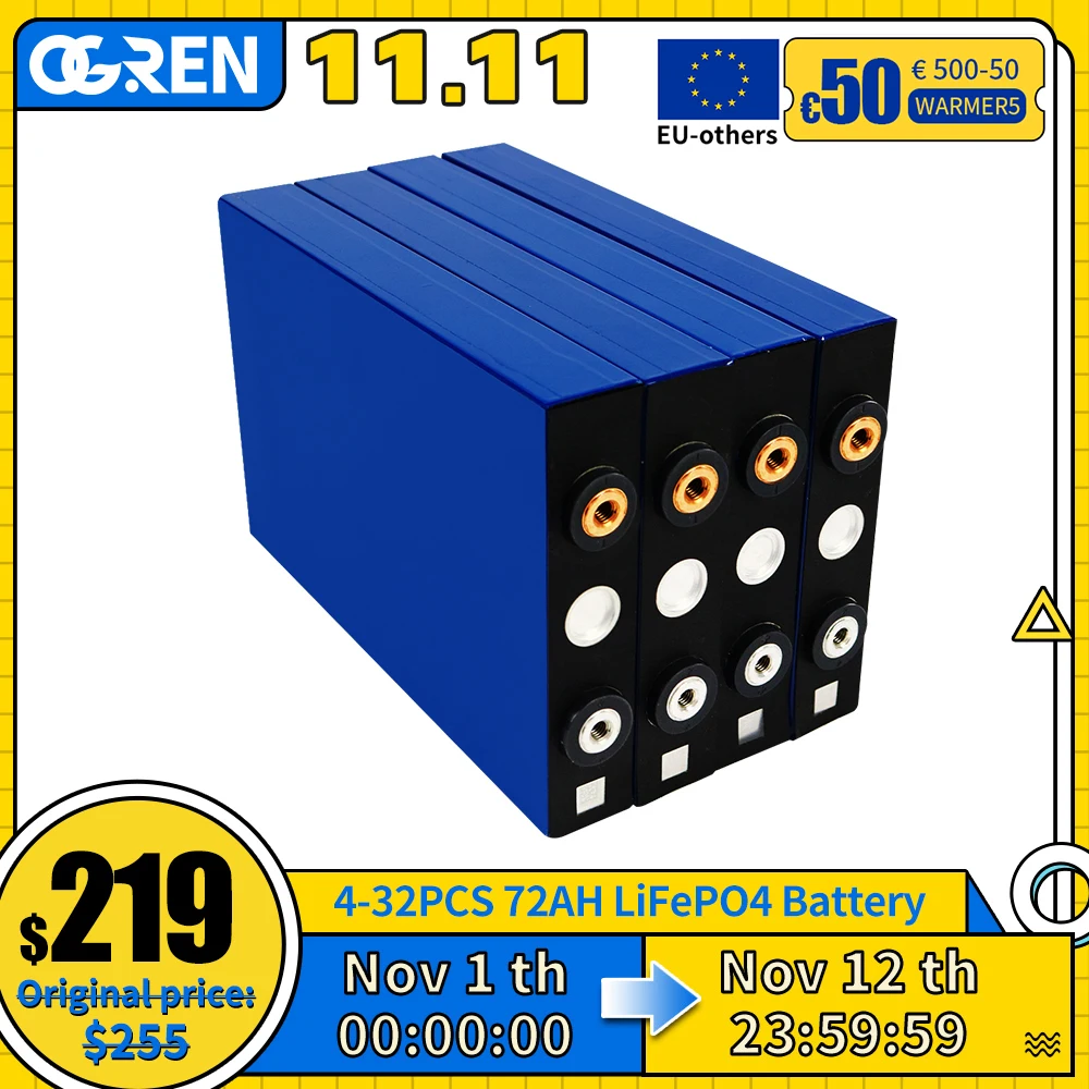Cena 4/8/16/32 Sztuk 3.2V Lifepo4 Baterii 72AH 80Ah Nowy Wielokrotnie ładowana Komórka Paczka DIY Elektryczny Samochód łódź Wózek Widłowy RV Wózek Golfowy Energia Słoneczna