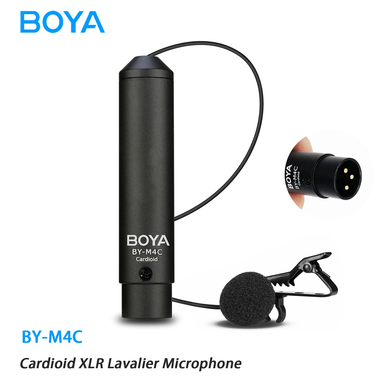 

Петличный микрофон BOYA BY-M4C/ M4OD, профессиональный кардиоидный микрофон с зажимом, XLR, для видеокамер Sony, Canon, Panasonic, зум, записывающее устройство