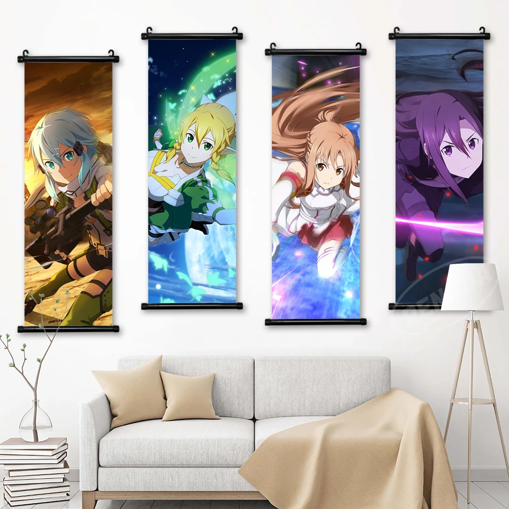 

Print Canvas Poster Sword Art Online Home Decor Yuuki Asuna Mural Wall Artwork Asada Shino Picture Anime Scroll Hanging Painting