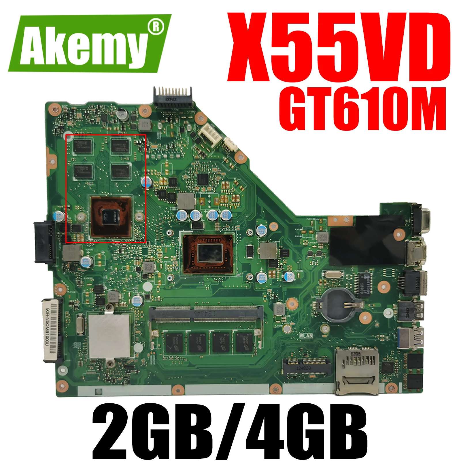 X55VD Основная плата 2ГБ 4ГБ RAM для ноутбука Asus X55V REV2.0 REV2.1 Материнская плата с GPU GT610M.