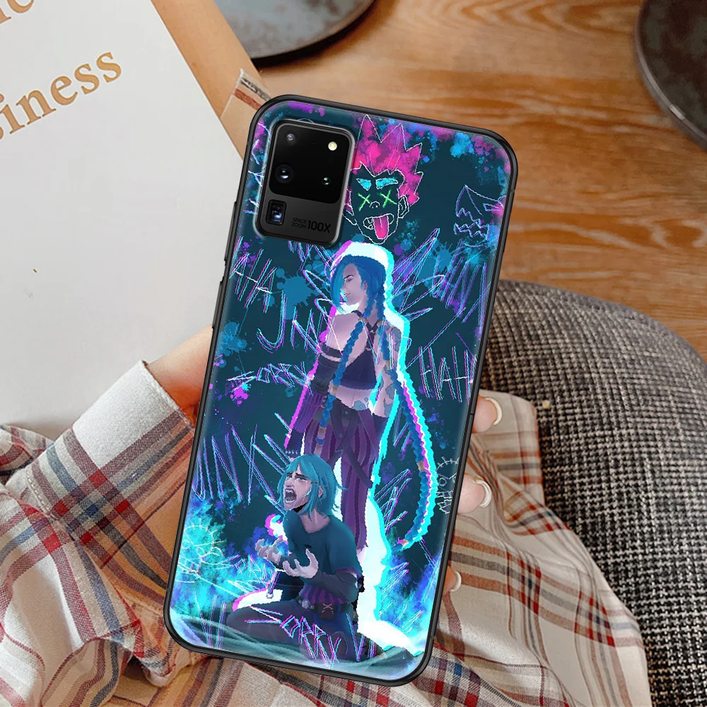 Чехол для телефона Arcane Jinx Vi Anime для Samsung Galaxy Note 4 8 9 10 20 S8 S9 S10 S10E S20 Plus UITRA Ultra black painting Etui art on.