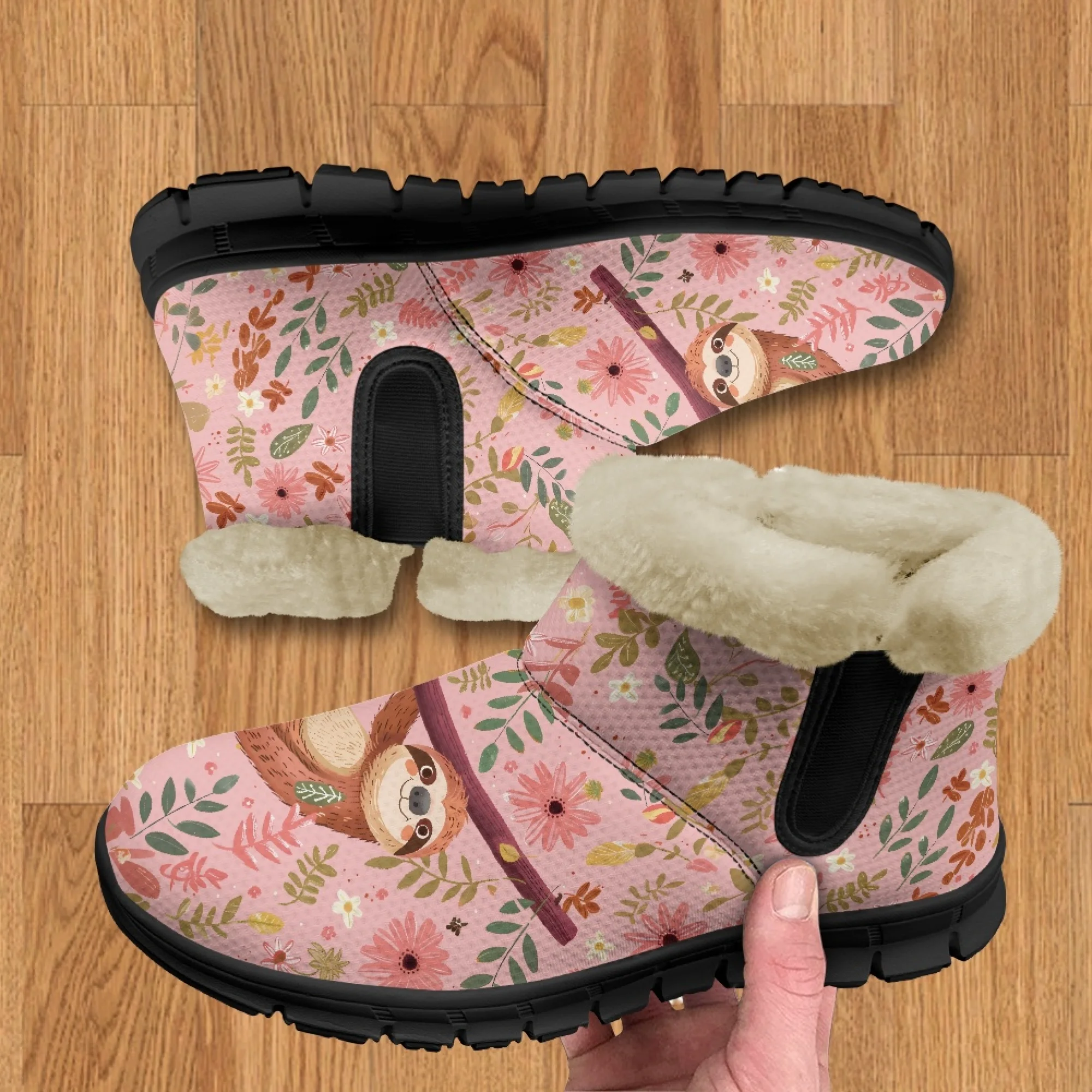 INSTANTARTS/теплые нечеткие зимние ботинки с милым рисунком ленивца женская зимняя