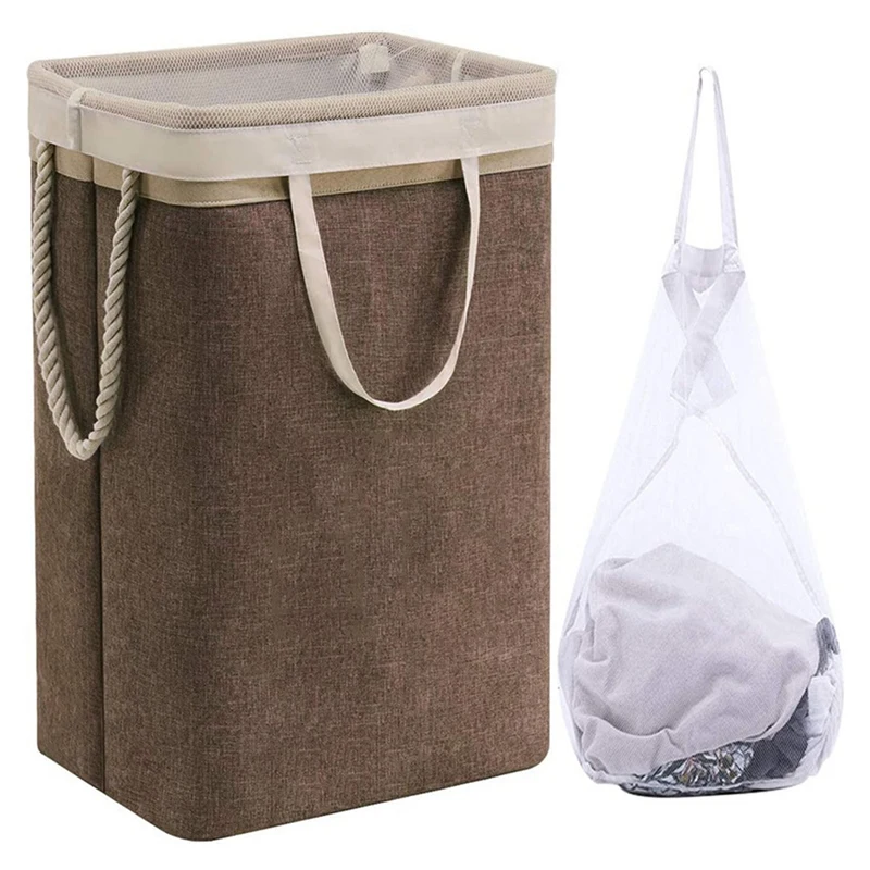 

Laundry Basket Household Sundries Storage Bag Detachable Bracket Foldable Dirty Clothes Storage Basket with Mesh Bag