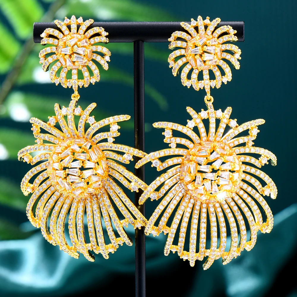 

Missvikki Luxury Vintage Golden Hollow Big Earrings For Women Wedding Party CZ Engraving Dubai Bridal Earrings Fashion Jewelry