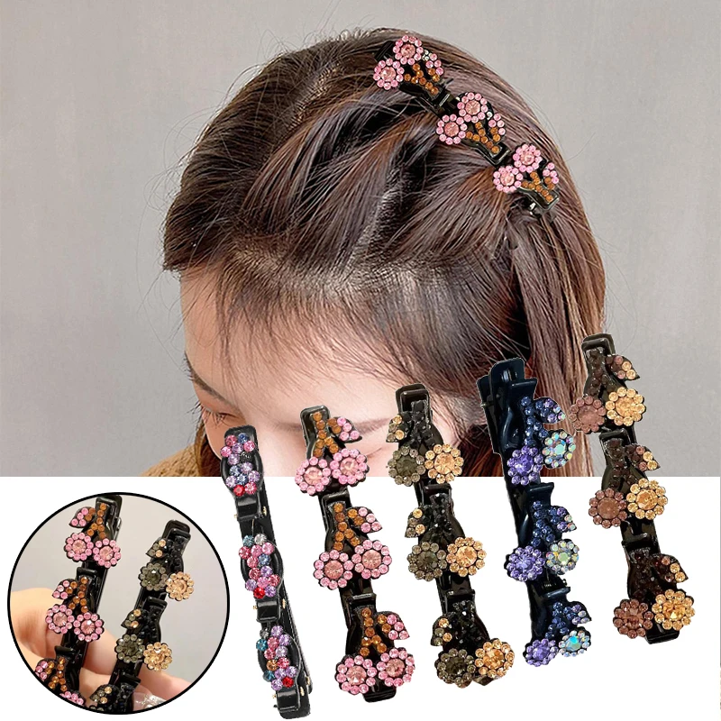 

Fashion Korean Style Acrylic Crystal Flowers Hair Clips For Girl Sweet Cherry Rhinestone Bangs Side Barrettes Duckbill Clip