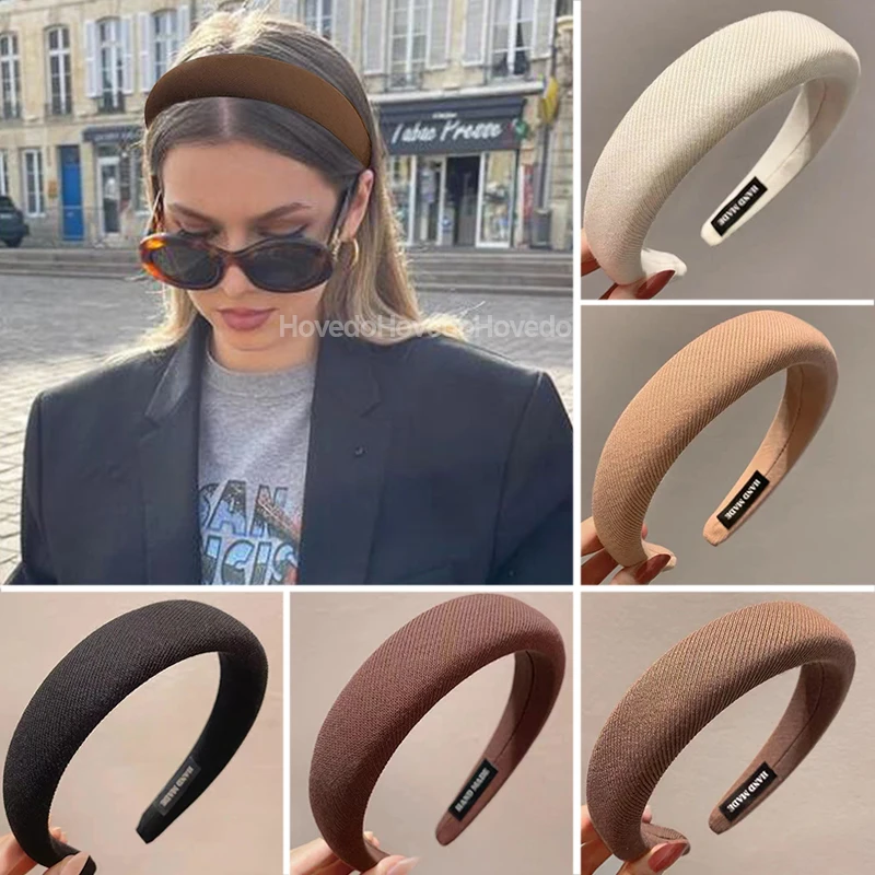 Повязка для волос однотонная бархатная женская