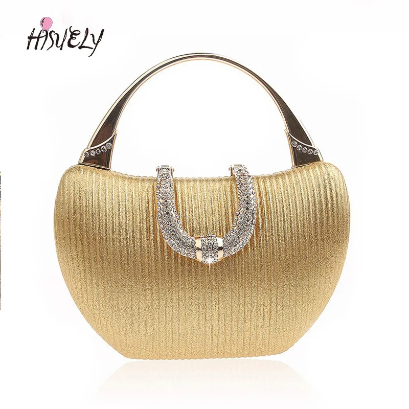 

2023 New Vintage Evening Bag Diamond Sequined Clutch Hand Bag Bride Bag Free Shipping Gold Wedding Purse Female Handbag WY214