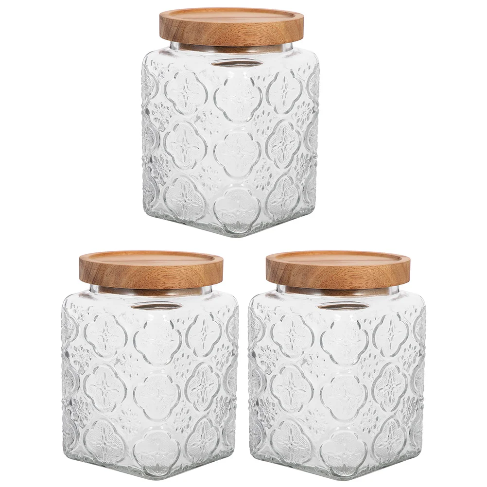 

3 Pcs Glass Jar Dried Fruit Food Can Tea Container Containers with Lid Canisters Coffee Cereal