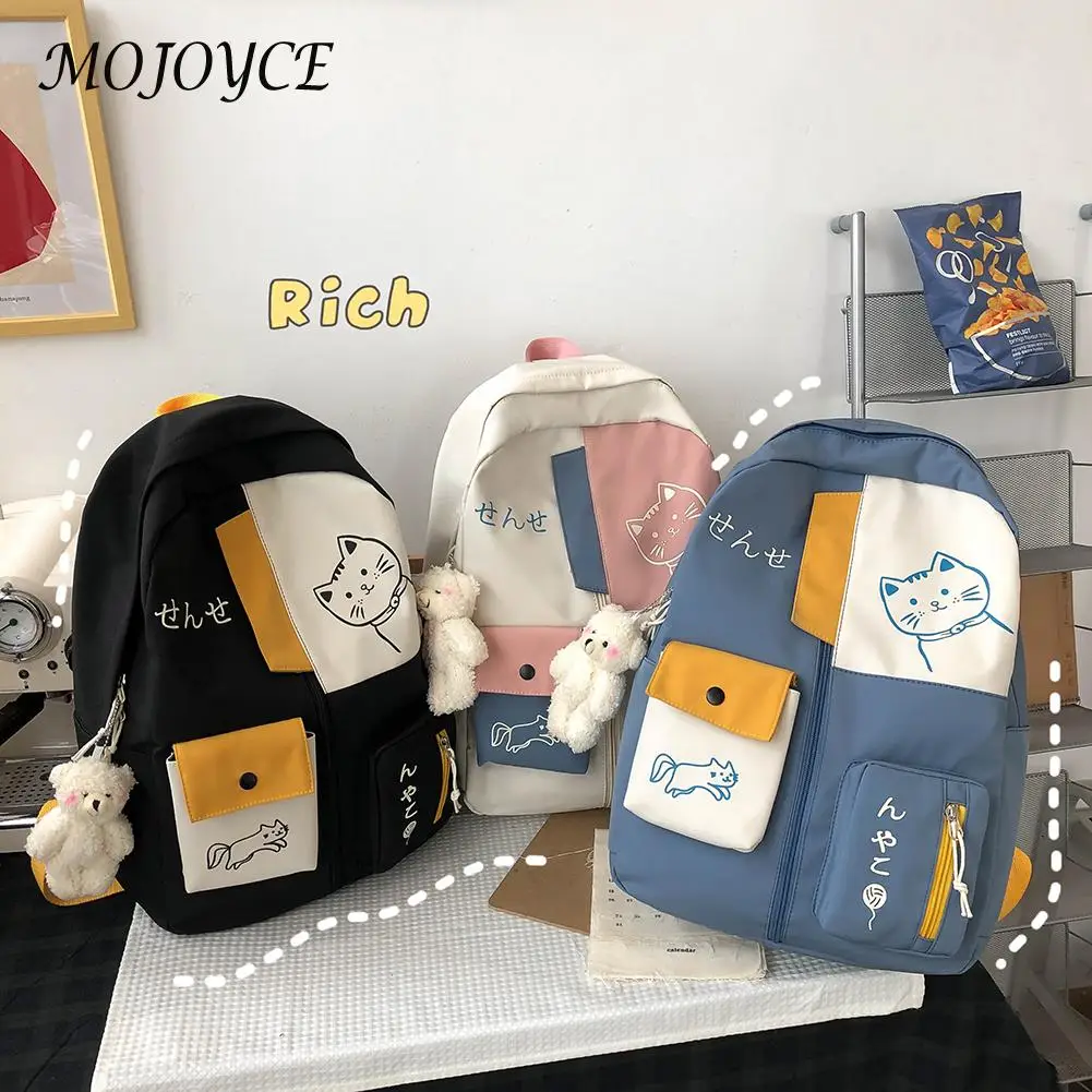 

Cute Girls Students Cartoon Printing Backpacks Hit Color Travel Rucksack for Female Large Capacity Shopping Knapsack