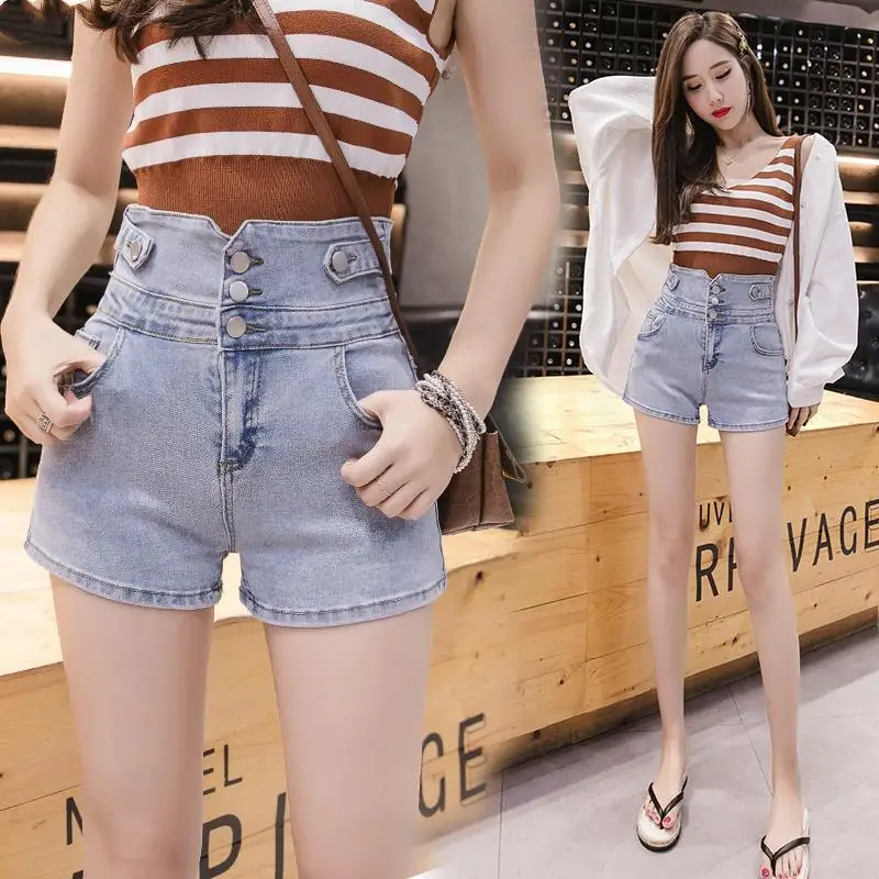 

Women 2022 Summer Fashion Vintage Denim Shorts Female Jeans High Waisted Shorts New Femme Push Up Lady Slim Denim Shorts S74
