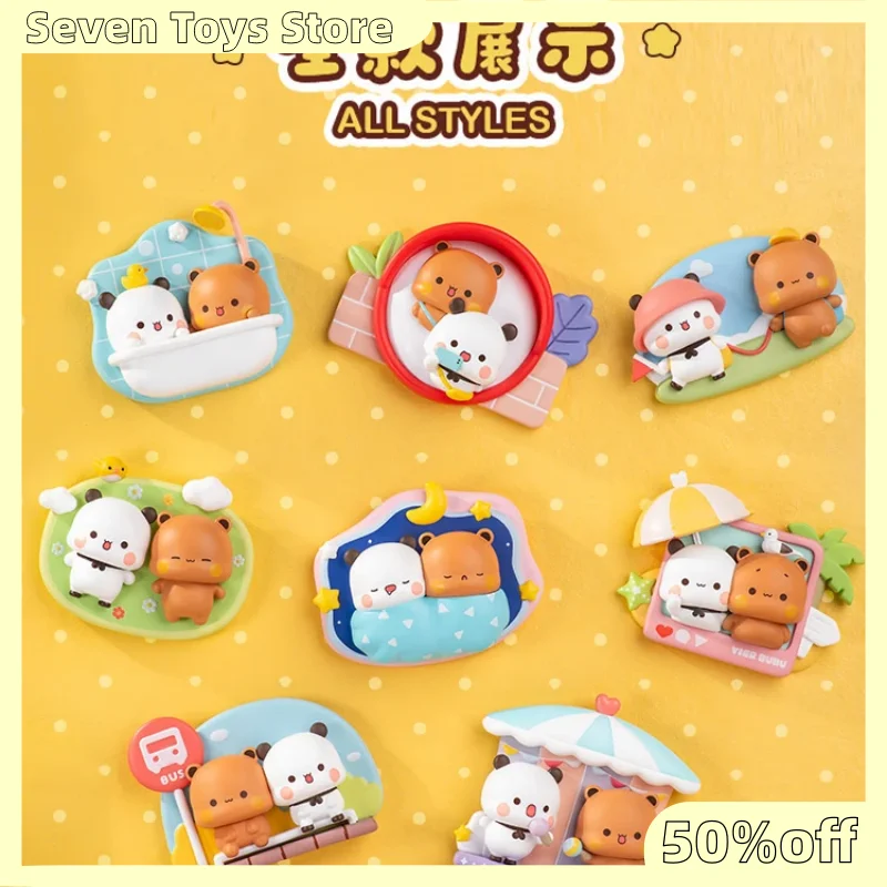 Фото Магнит на холодильник Vier Bubu In Stock Blind Box: Милая мультяшная панда, модная коллекционная фигурка, украшение для дома, подарок для женщин №4
