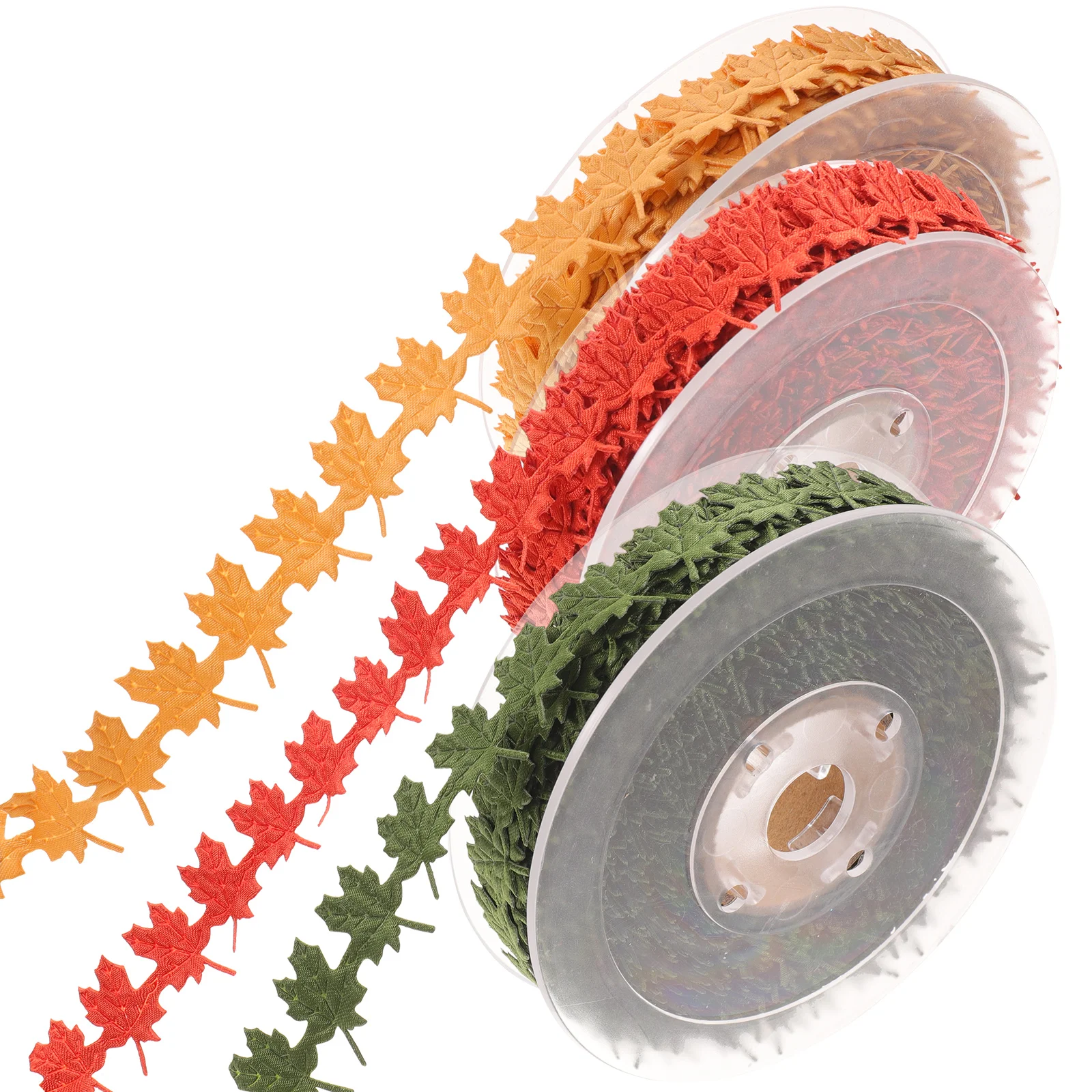 

3 Rolls Gift Maple Leaf Ribbon Fall Wedding Decor Wreath Making Supplies Polyester Thanksgiving Day Ribbons