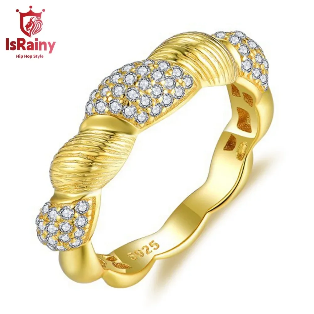 Женское кольцо с серебряным покрытием обручальное из 18-каратного золота