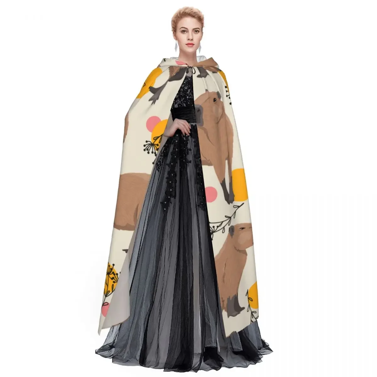 Kapibary dla dorosłych unisex rośliny i koła z kapturem długi kostium czarownicy Cosplay