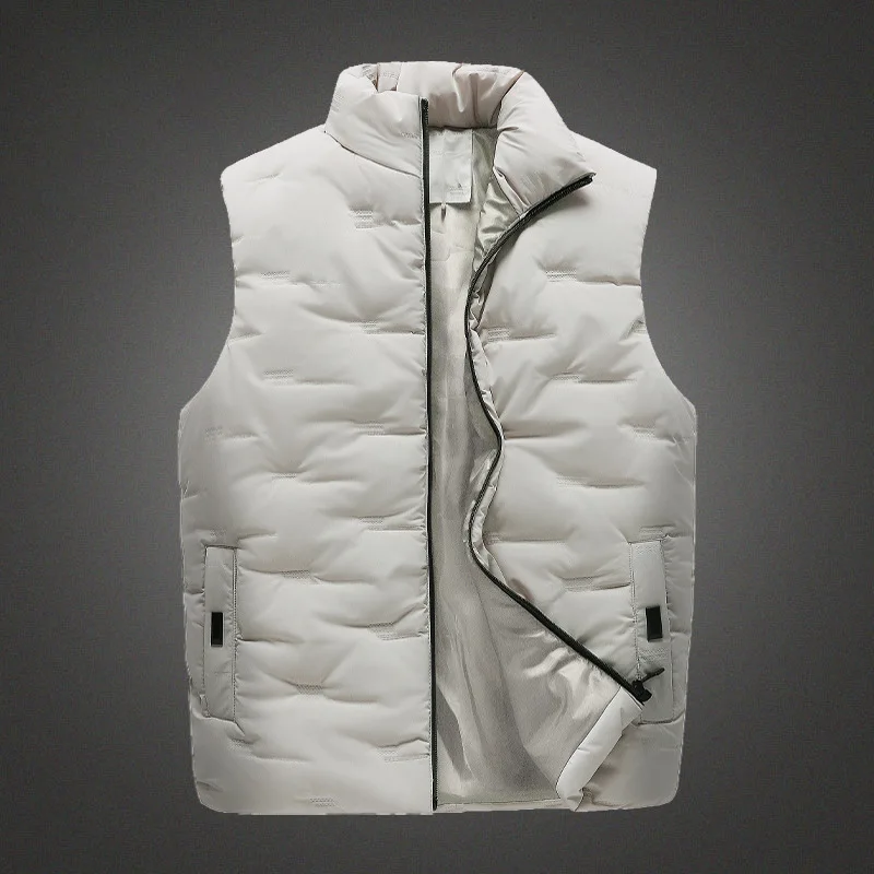 Men's vest Autumn/Winter thickened down cotton vest plus size steel print over sleeveless warm coat plus size M-5XL