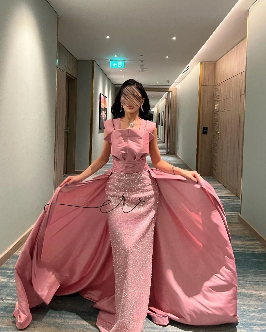 

Розовые платья для выпускного вечера в пол без рукавов с блестками и бусинами, элегантные вечерние платья в стиле Саудовской Аравии, платье для торжественных случаев, модель 2023 года