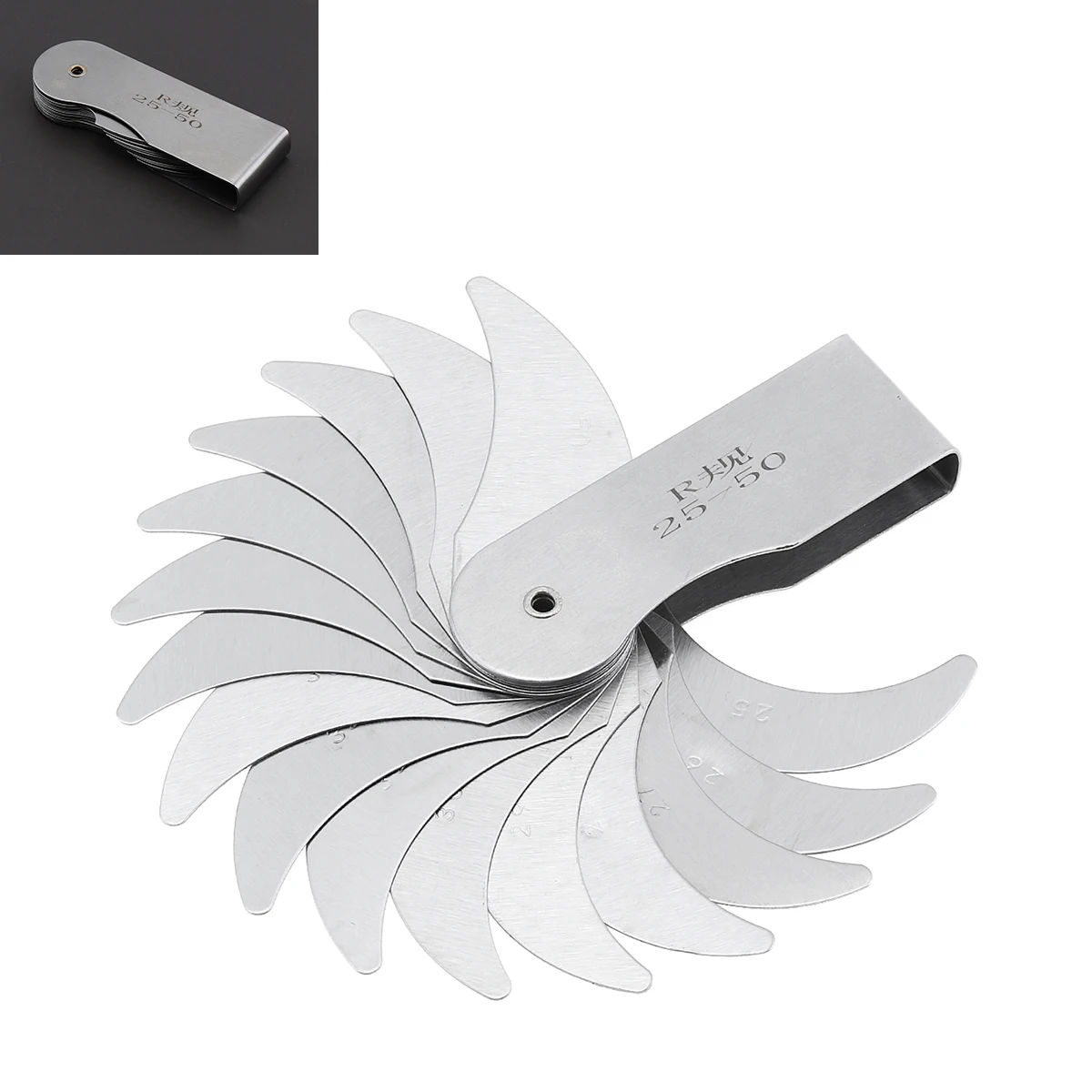 

Radius Fillet Gauge R25 - 50 16 Blade Stainless Steel Radius Gauge Metal R Gauge for Checking Thread PitchThread Gauges