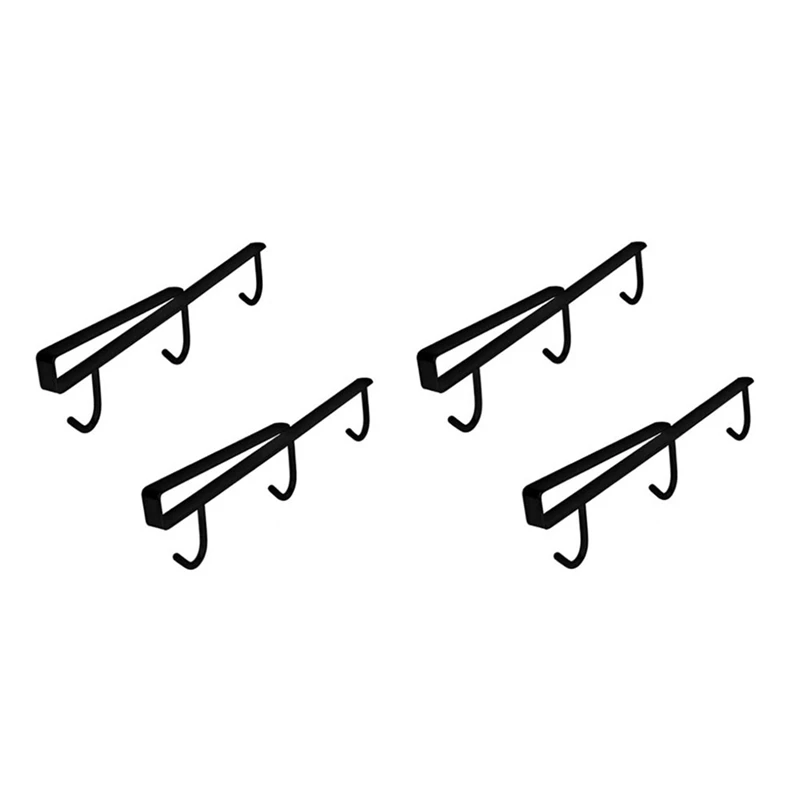 

Набор из 4 держателей для кружек, семейный кухонный держатель для чашки, 304 стойка для кружек из нержавеющей стали с 12 черными подвесными крю...