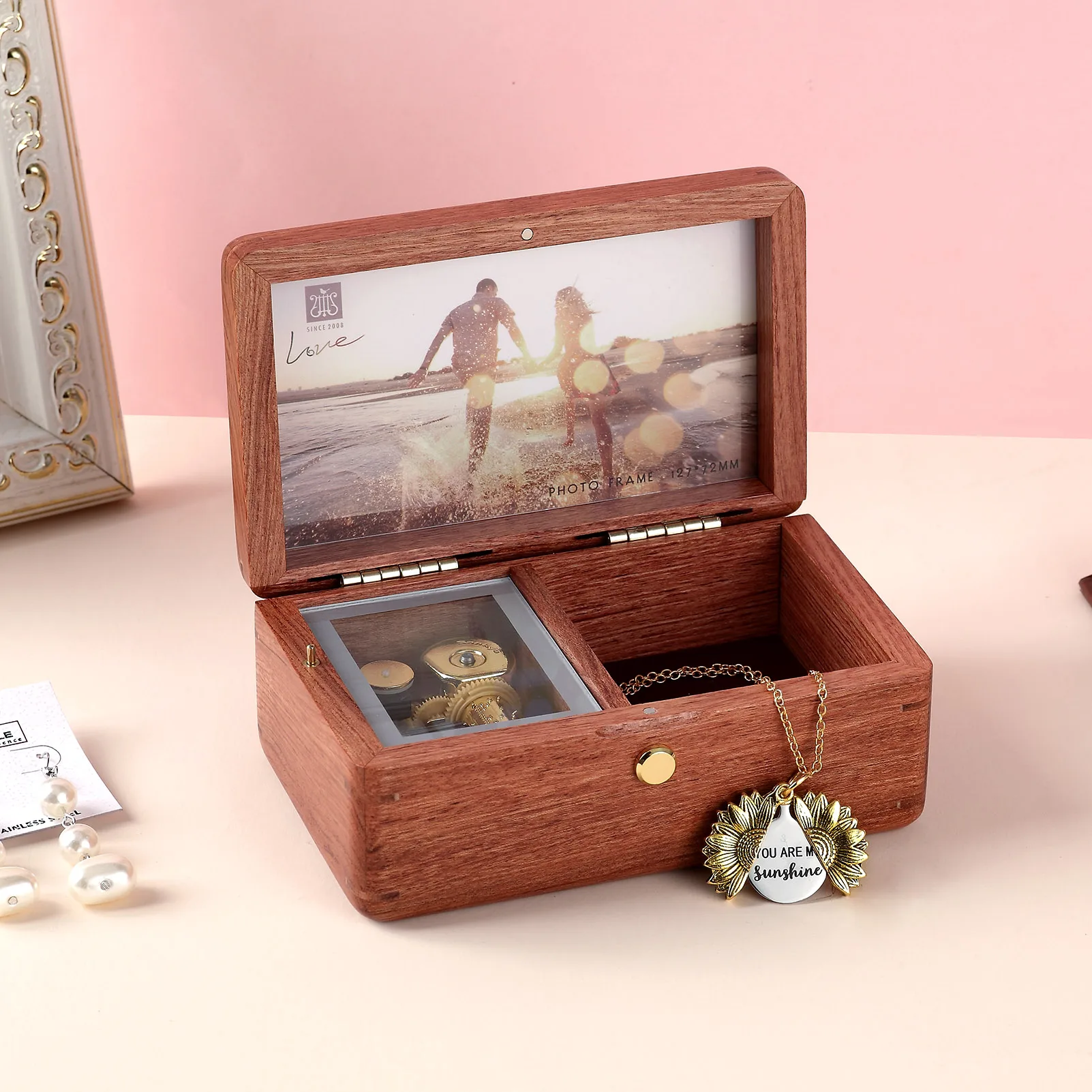 

SOFTALK My heart will go on Solid Wood wooden box Music Box Birthday, Christmas, Valentine's Day Gift