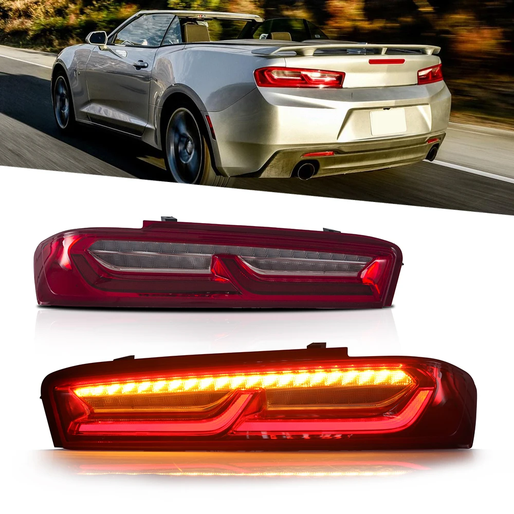 Фото Светильник фонари для Chevrolet Camaro 16-17, задние фонари, светодиодные задние фсветильник Ри в сборе, динамические фонари дневных ходовых огней, то... №2