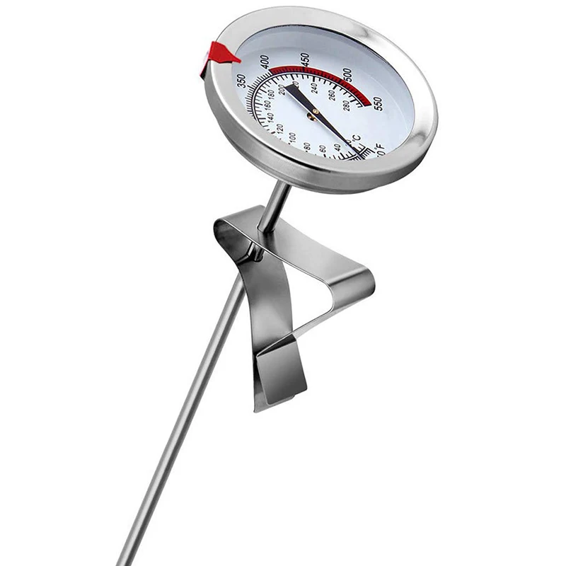 

12-дюймовый механический термометр для мяса, мгновенное считывание, длинный стержень, водонепроницаемый, не требует батареек, термометр из нержавеющей стали для глубокой жарки