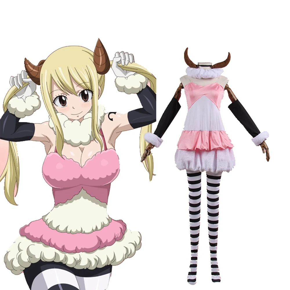 

FAIRY TAIL Lucy Heartfilia Aries Cosplay Costumes Outfit Halloween Christmas Uniform Custom Size Cosplay Anime for Girls